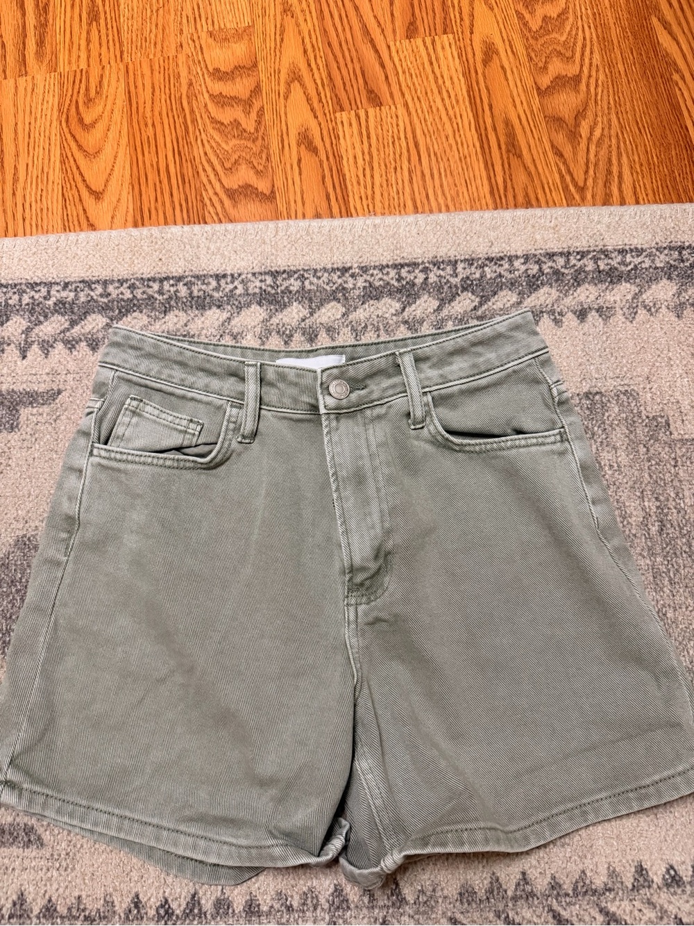 High-Rise Sage Green Vervet Shorts - small